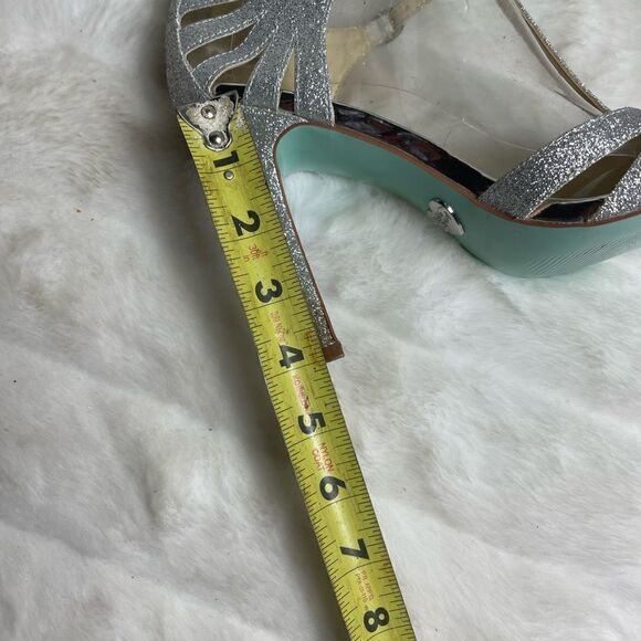 Betsey Johnson Blue silver glitter T strap sandals open toe ankle strap … - Picture 10 of 12